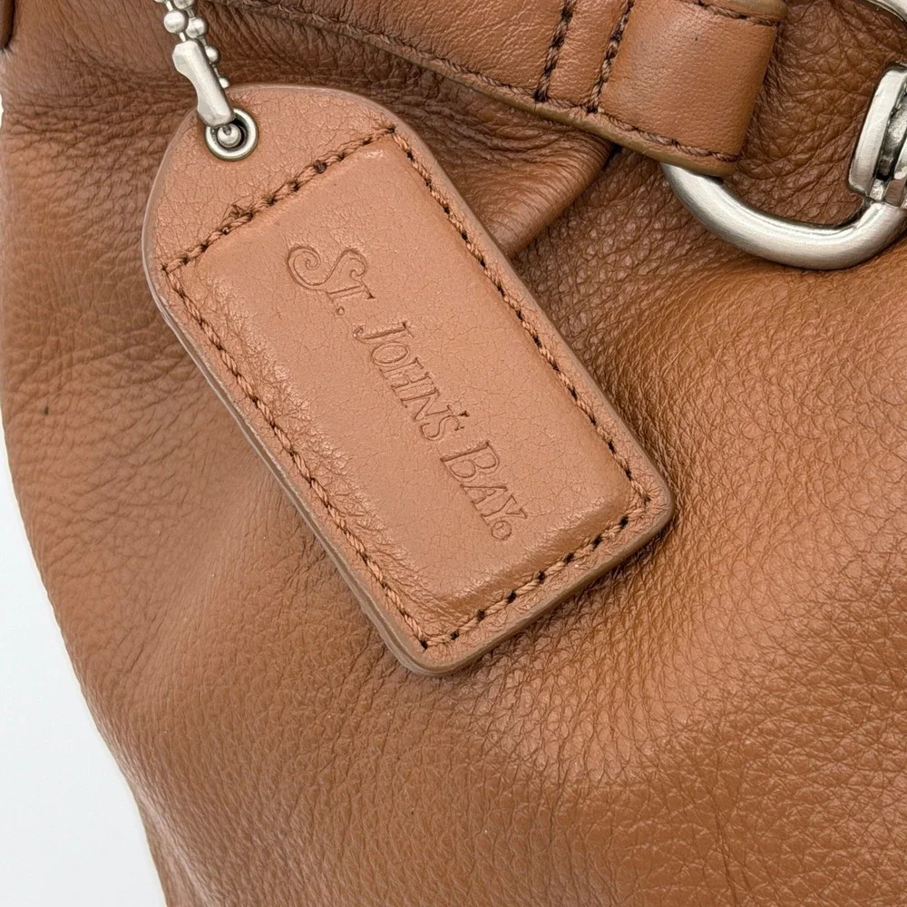 St. John's Bay Brown Leather‎ Hobo Shoulder Bag Silver Horsebit Hardware